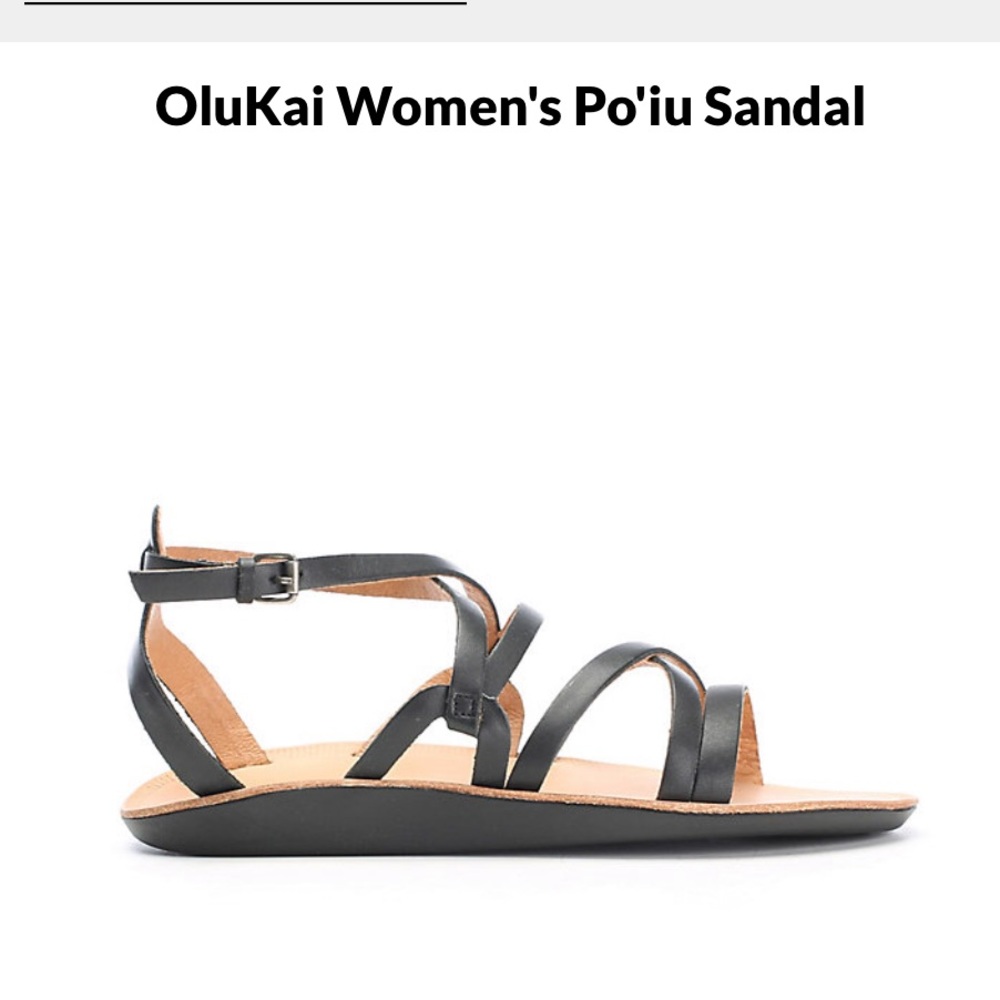 Olukai po’iu Leather black sandals women’s